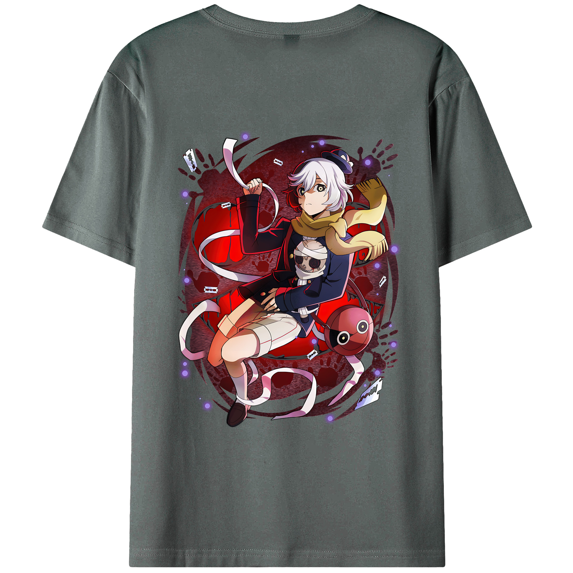 （画像用） 文豪ストレイドッグス Bungo Stray Dogs 綿100％ メンズ半袖Tシャツ（バックプリント） 通気性